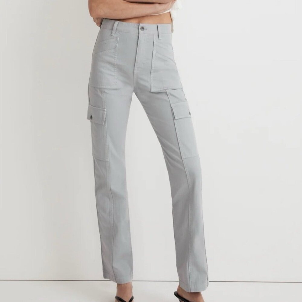 Madewell Garment-Dyed '90s Straight Cargo Pants in Solstice Gray, Size 32
